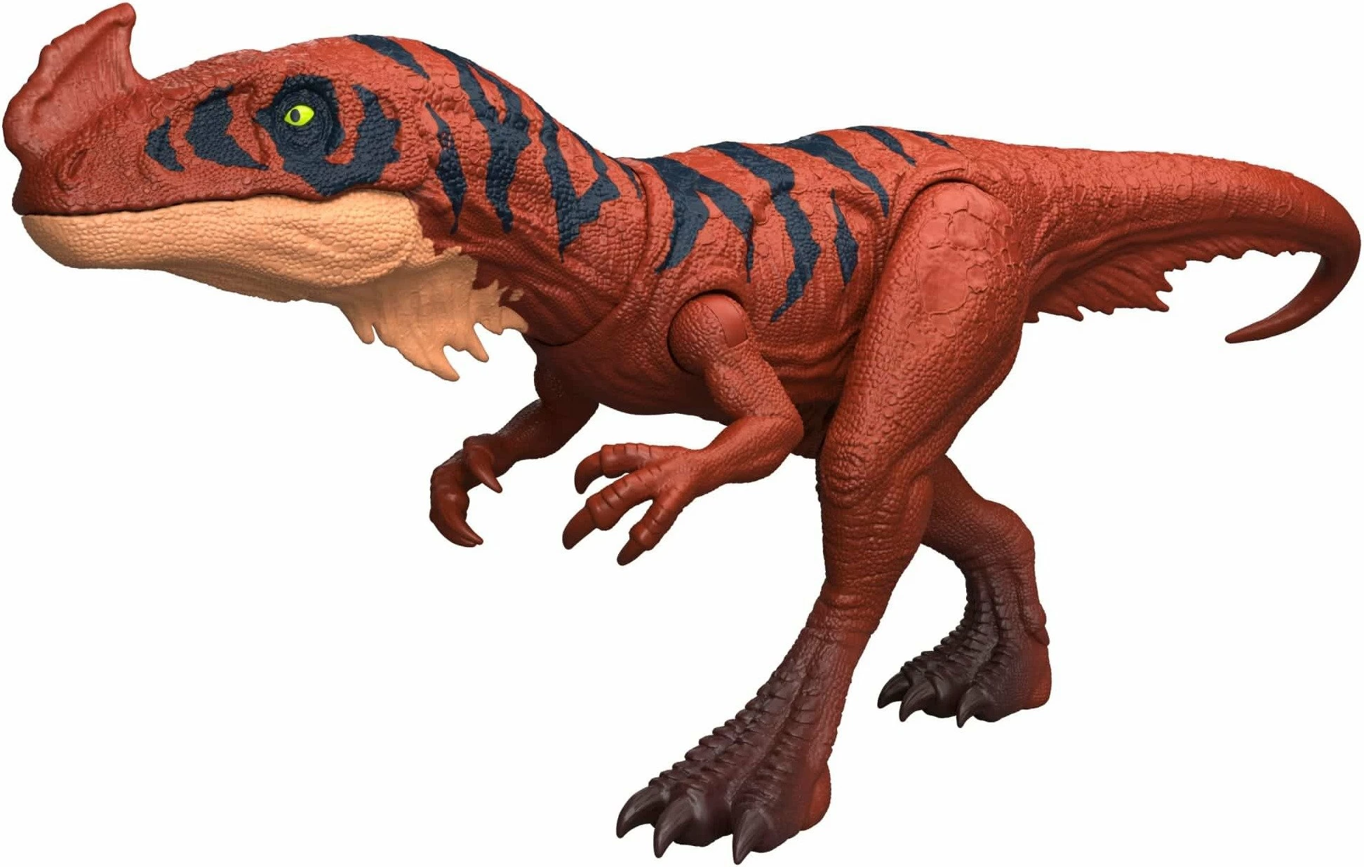 Figurinë dinosauri Mattel Jurassic World Roaring Afrowenator JKL76, 30 cm, me sulm dhe tingull, kuqe/blu