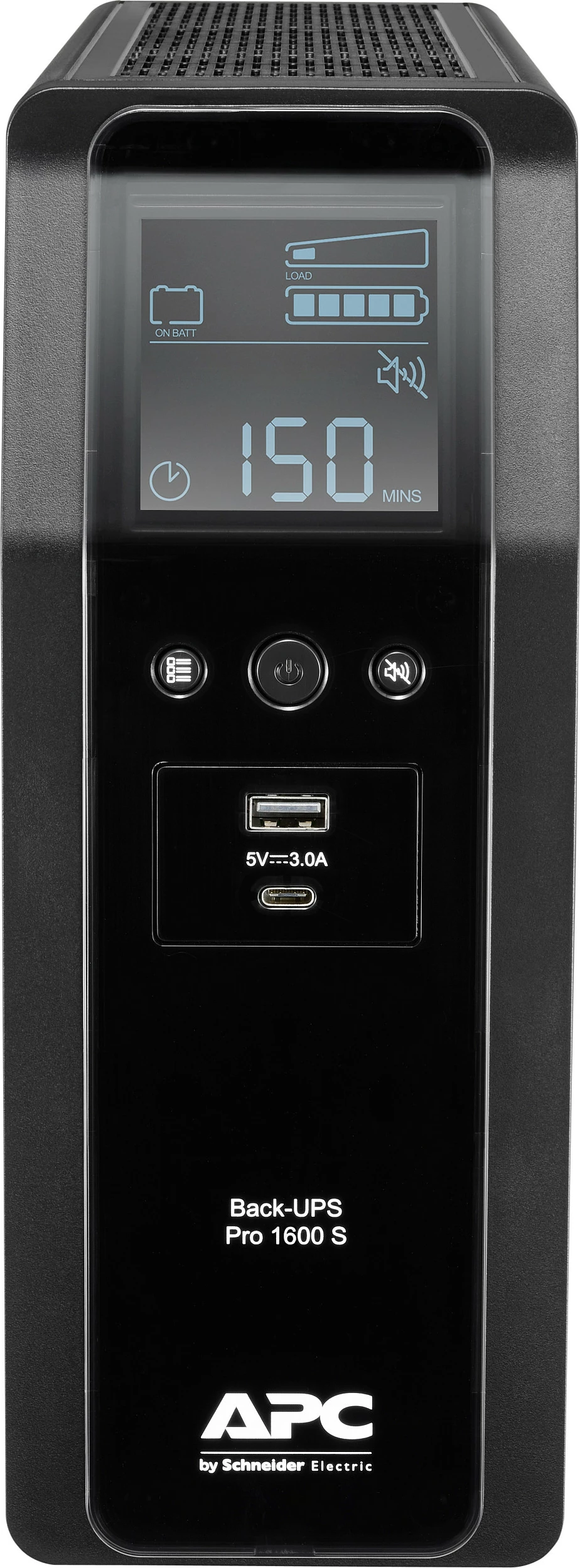UPS APC Back-UPS Pro 1600S, 1600VA/960W, 8x IEC C13, Sine Wave, AVR, LCD, USB-A + USB-C, Mini Tower, e zezë