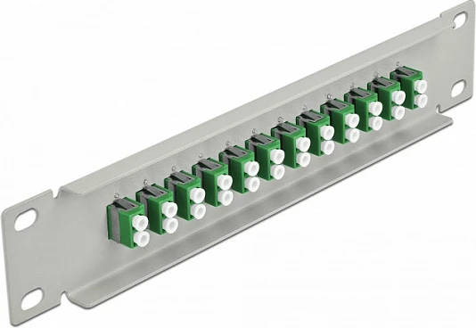 Patch panel fiber optik DeLOCK 10", 12x LC Duplex, 1U, gri/jeshile