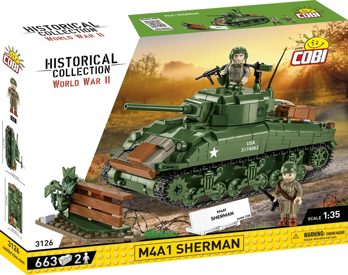 Set blloqesh Cobi M4A1 Sherman, 663 pjesë, me 2 figurina, Jeshile