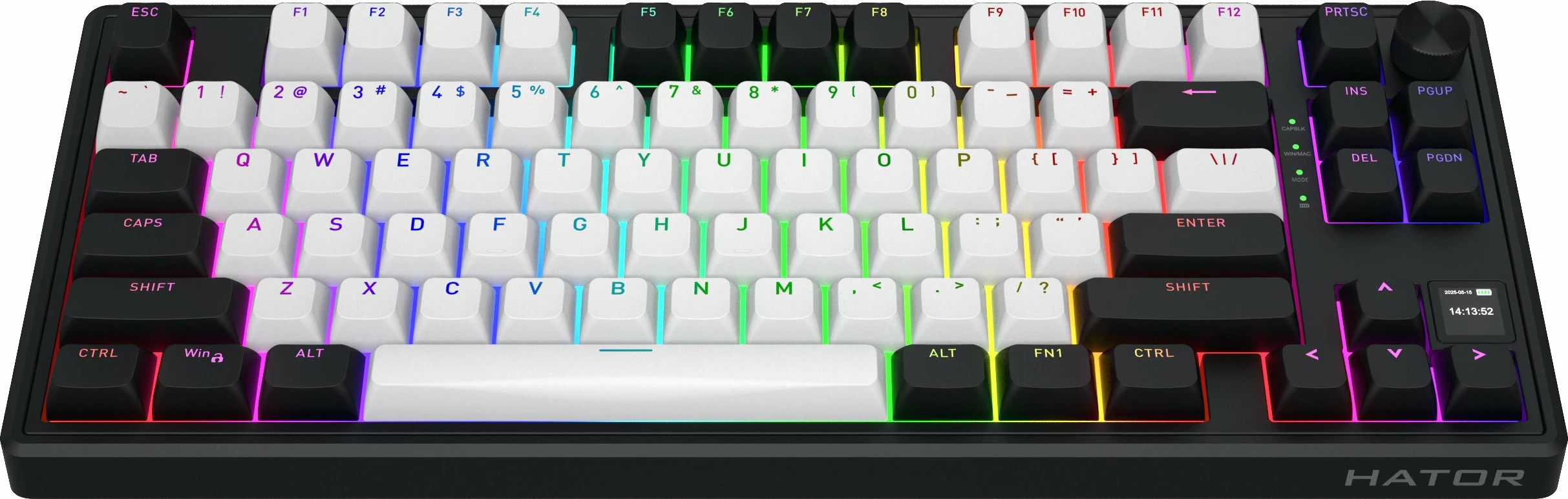Tastierë gaming Hator Skyfall 80 Mag Ultima 8K Wireless (HTK3880), TKL 80%, switch magnetik Aurum Ice, RGB, US layout, e bardhë 8