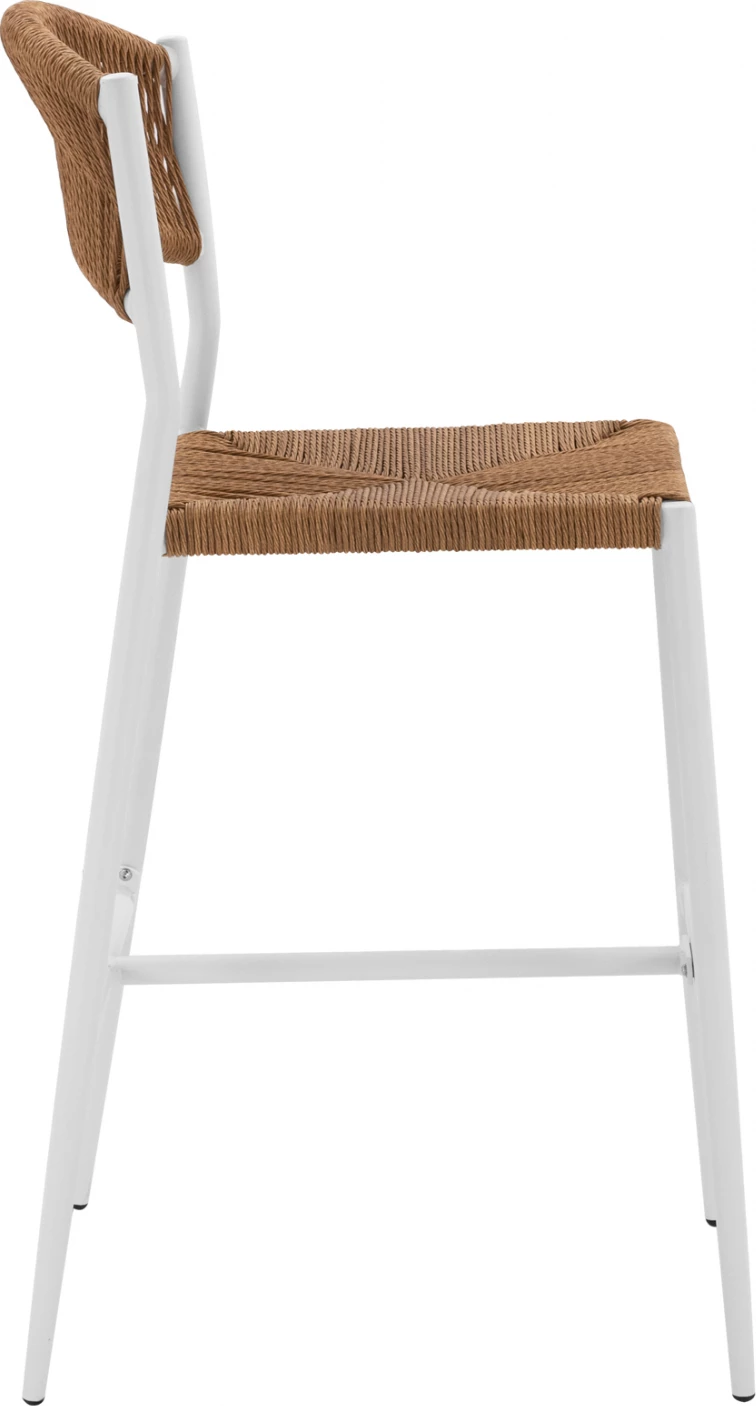 Karrige për bar alumini e bardhë me PE litar bezhë FH5789.01 45,5x56x111 cm