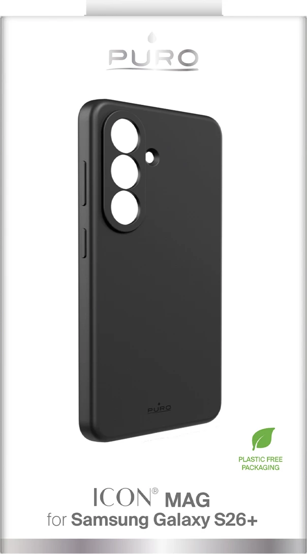 Mbështjellës silikoni Puro ICON për Samsung Galaxy S26 Plus, rreshtim mikrofibër, i zi, në kuti