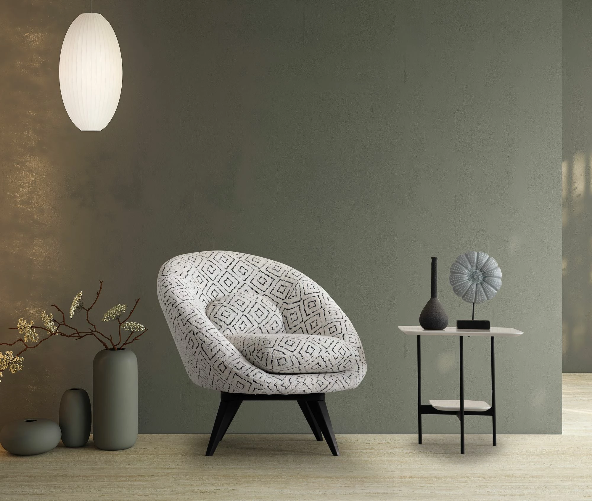 Karrige Wing Caprice, e bardhë dhe e zezë, Atelier del Sofa