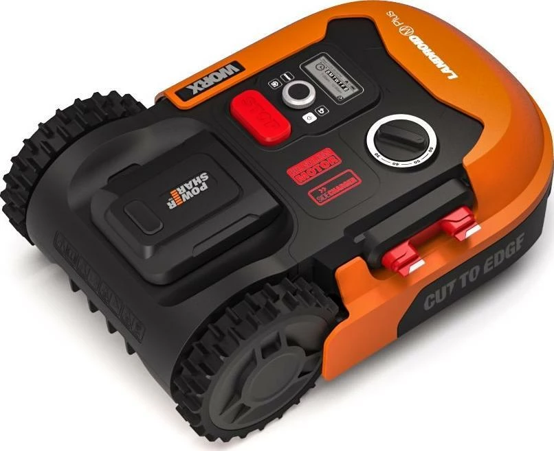 Kositëse bari robotike Worx Landroid M700 Plus WR167E, 700 m², bateri 20V 4Ah, Wi‑Fi/Bluetooth, portokalli/zi