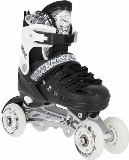Patina 4-në-1 Nils Extreme NH10905, të rregullueshme 35-38, ABEC 7, rrota LED 72mm/82A, me frena, zi dhe bardhë