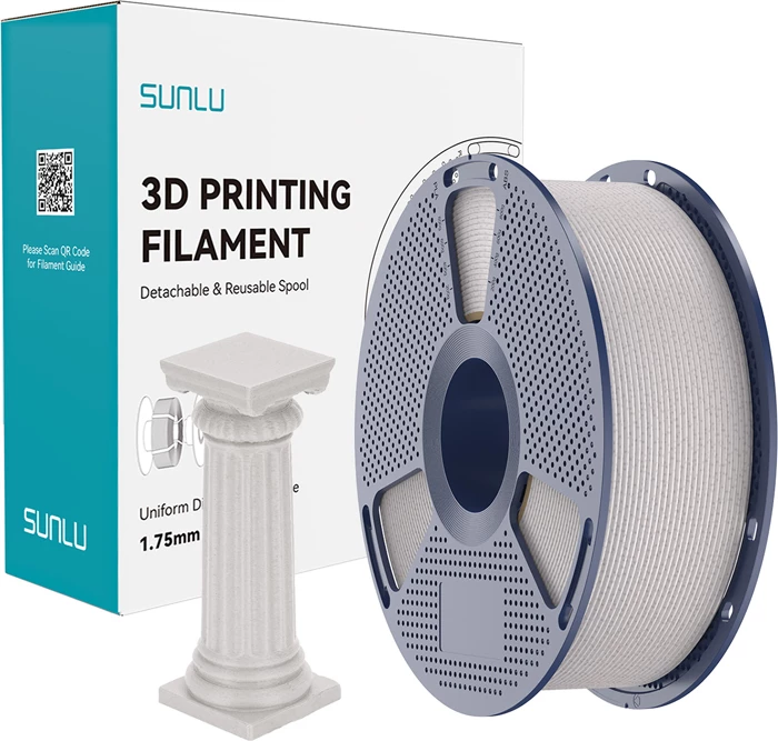 Filament PLA për 3D printer Sunlu PLA H-S Mar SSM High-Speed Marble 1.75mm, gri e çelët
