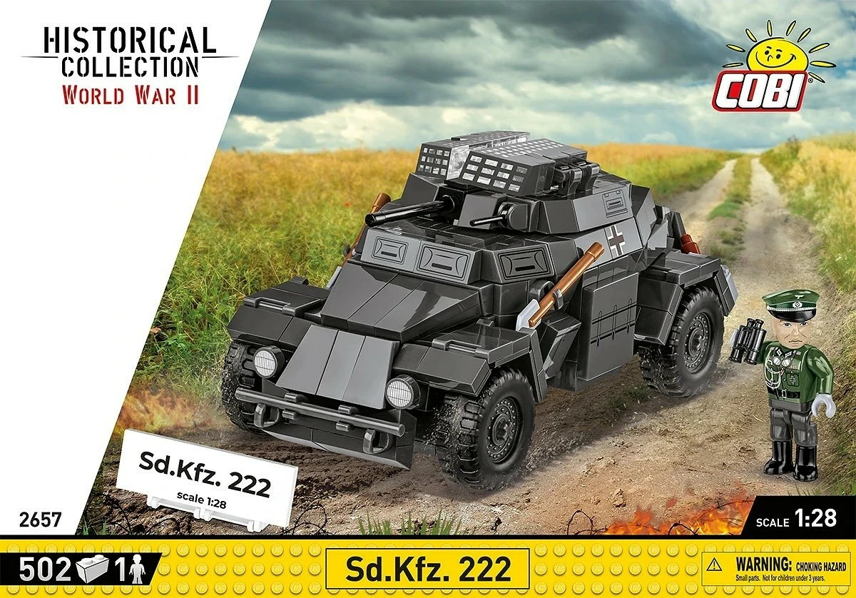 Set blloqesh Cobi Klocki Sd.Kfz. 222, 502 pjesë, me figurë, gri