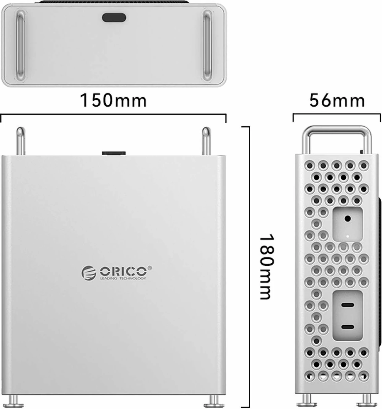 Kasë Orico MS10-SV-EP për Mac Mini M4, alumin, argjendtë
