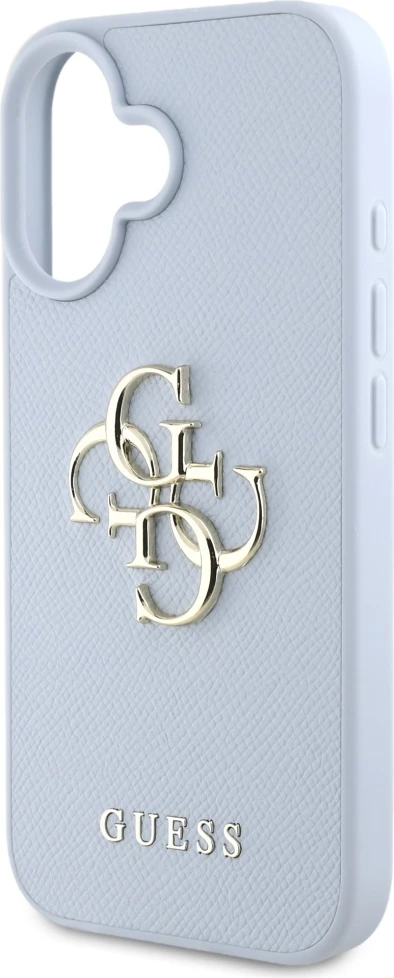Mbështjellës Guess Grained Big 4G Logo Small Classic Logo për iPhone 16, Blu