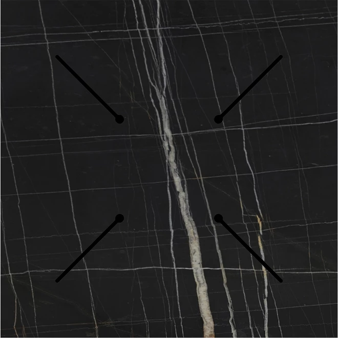 Sipërfaqe tavoline Relian, pamje mermeri të zi, HPL, 70x70cm, trashësi 12mm