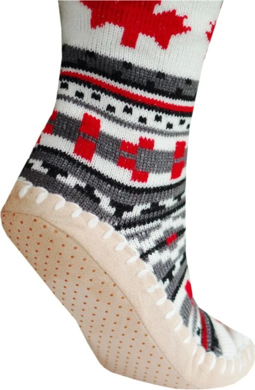 Pantofla të brendshme me ngrohje me çorape Glovii GQ4M, nr. 36-40 (M), 2x 2500mAh, 3 nivele (34/39/44°C), motiv norvegjez, set me 2 bateri + kabllo USB, bardhë/kuqe/gri