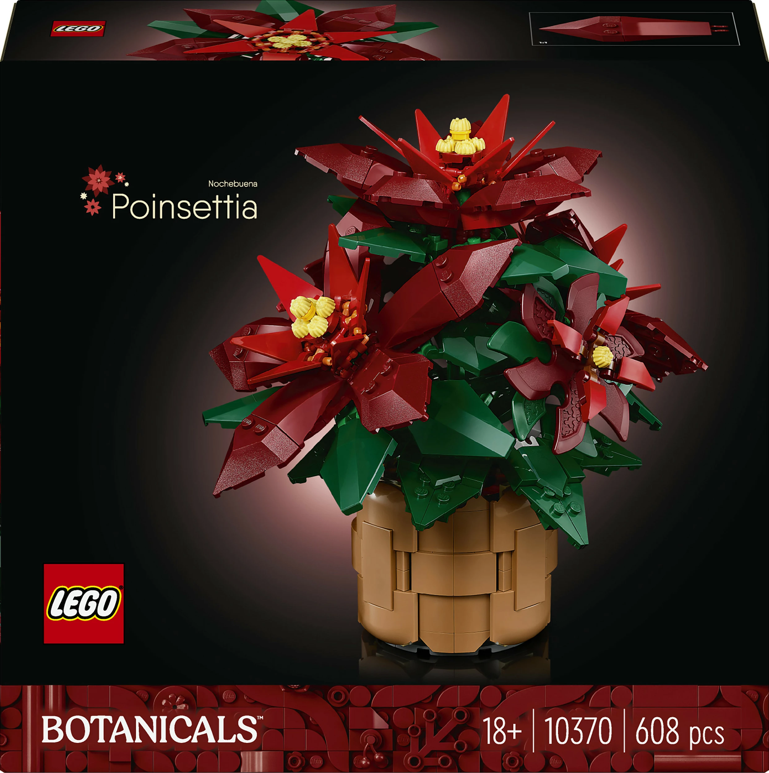 Set ndërtimi LEGO Icons 10370, 608 pjesë, Poinsettia, shumëngjyrësh