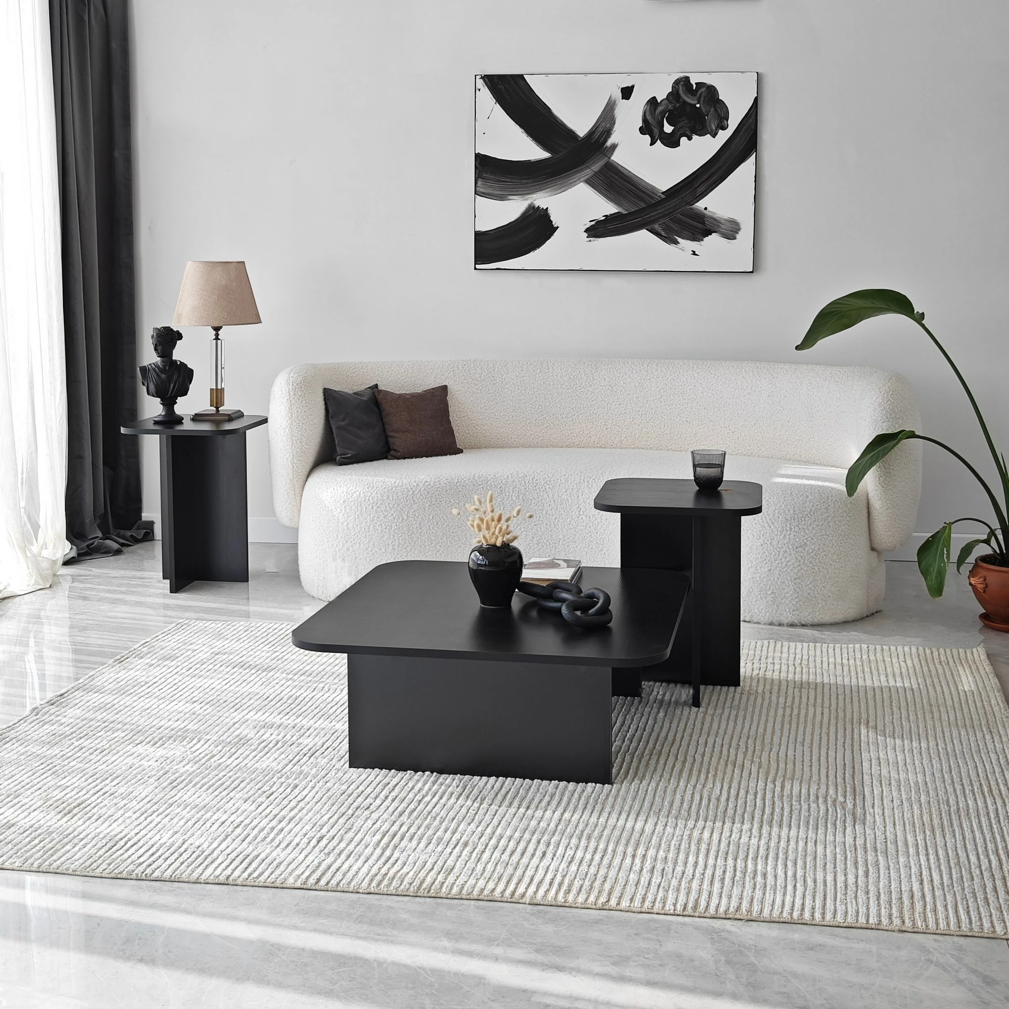 Set tavolinash kafeje Hanah Home, ngjyrë e zezë, Blues