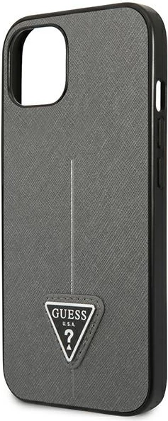 Mbështjellës Guess SaffianoTriangle Logo për iPhone 14 6.1", argjendtë
