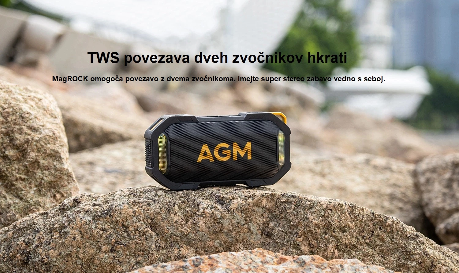 Altoparlant Bluetooth AGM MagROCK 8W TWS IPX7 me magnet dhe RGB, i zi