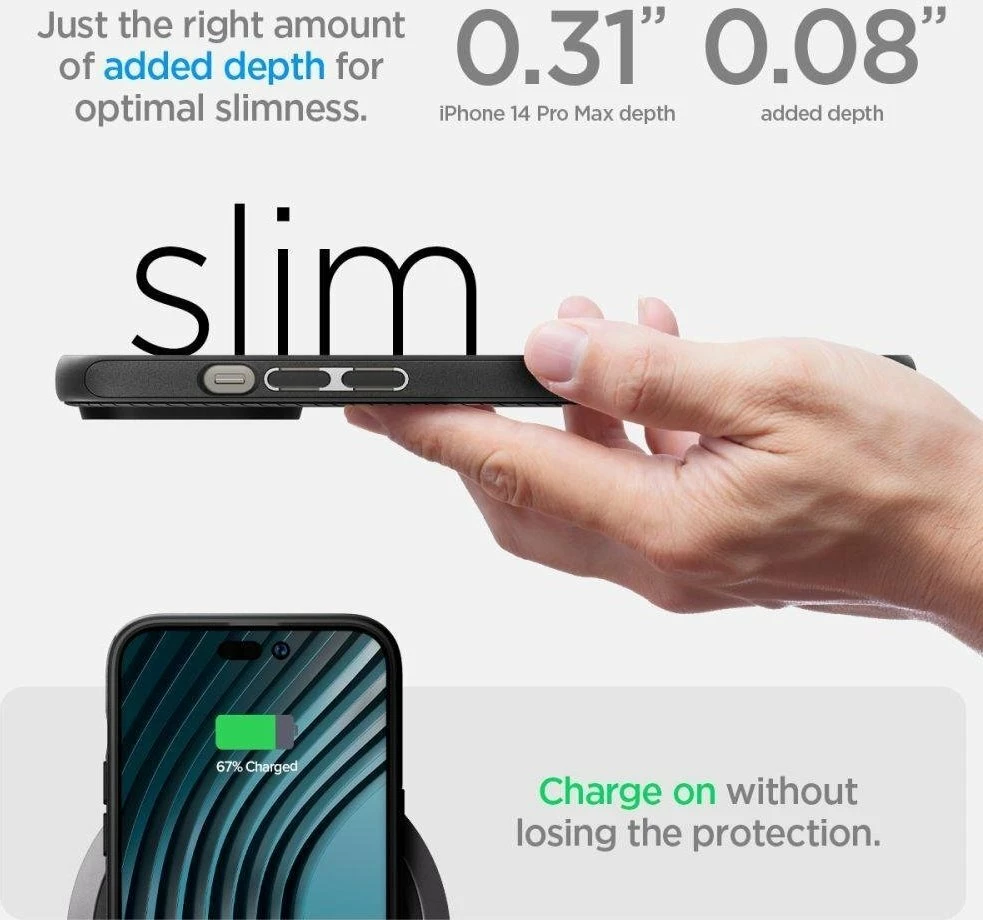 Mbështjellës Spigen Mag Armor për Apple iPhone 14 Pro Max, fibër aramidi (Kevlar), pllakë magnetike, i hollë, i zi, set 1 copë