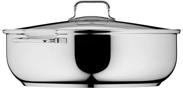 Enë pjekjeje WMF me kapak xhami dhe termometër, çelik inoks