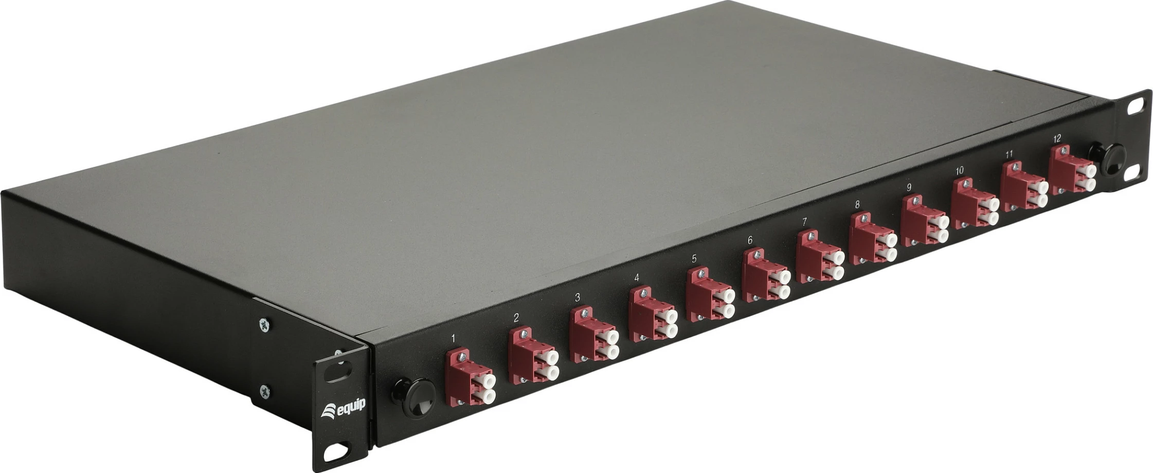 Kuti splice për fibra optike EQUIP 337204, 12-Port LC Duplex OM4, 1U, e zezë