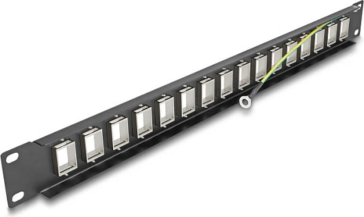 Patch panel DeLOCK 19" Keystone 16-port, 1U, i zi