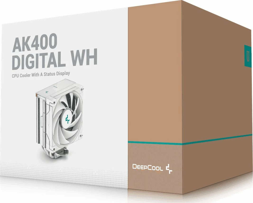 Ftohës CPU Deepcool AK400 Digital WH R-AK400-WHADMN-G 120mm ARGB, ekran digjital, 220W TDP, i bardhë