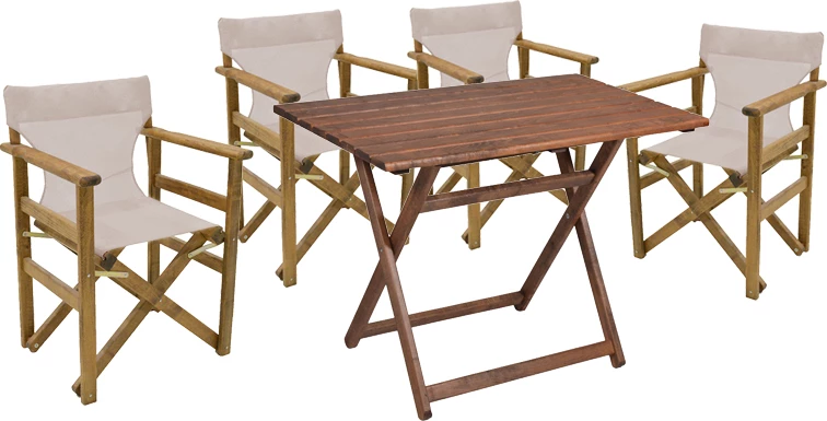 Tavolinë me karrige 5 copë Retto dru ahu ngjyrë arre-bezhe-bardhë 80x60x72cm