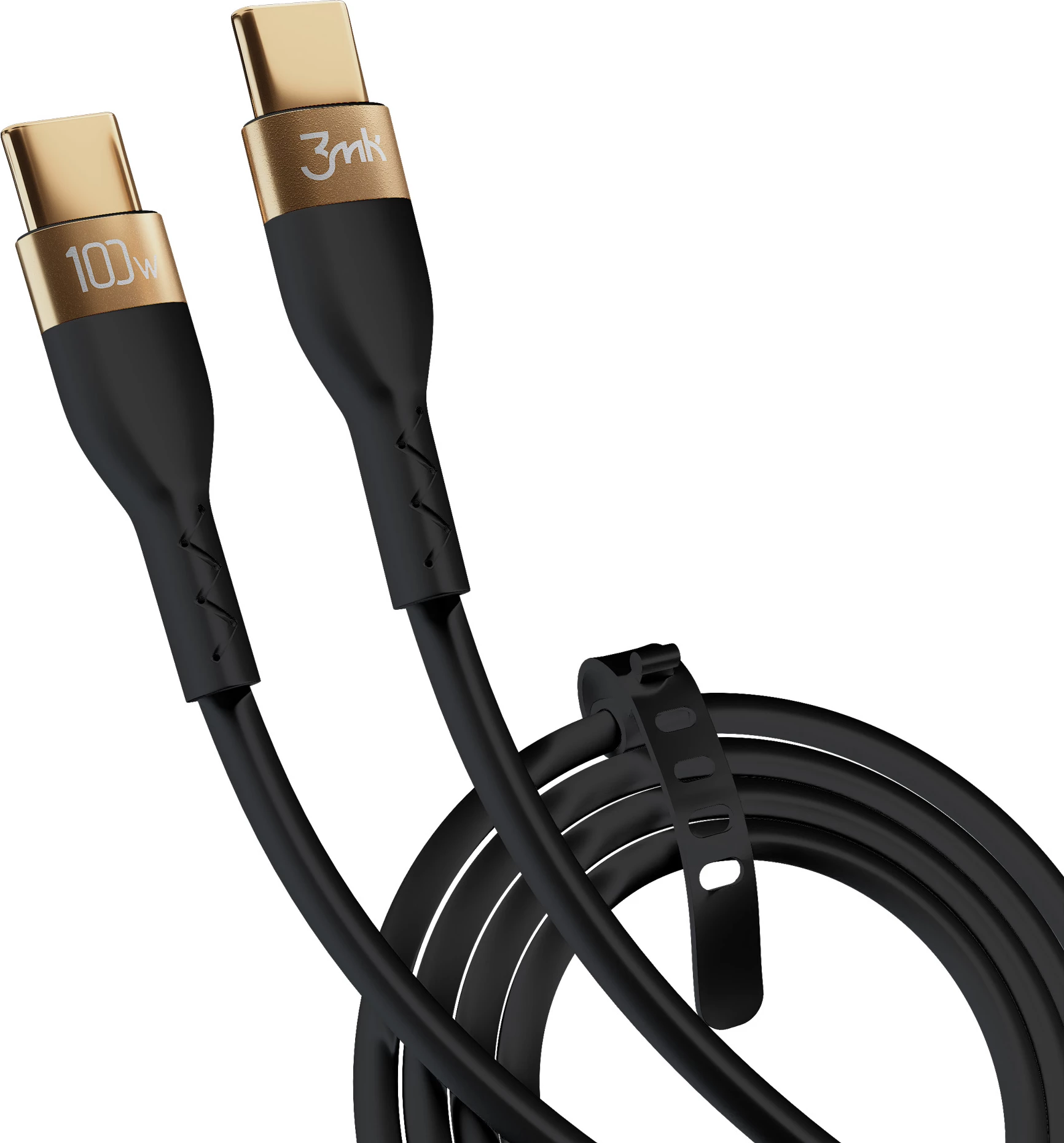 Kabllo USB-C në USB-C 3mk Hyper Silicone 2m, 100W, E zezë