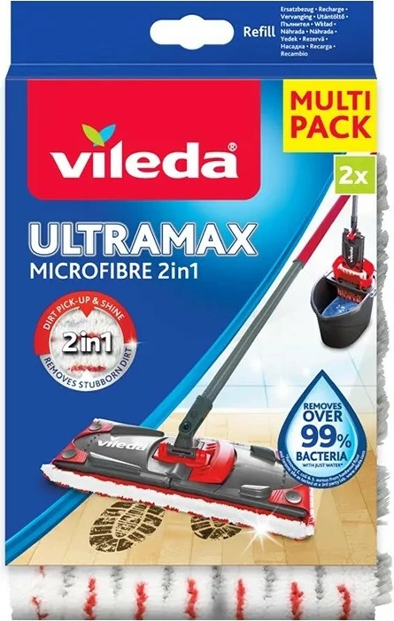 Mbushje për mop Vileda Ultramax/Ultramat TURBO 167720, 2 copë, Gri, Kuqe, Bardhë