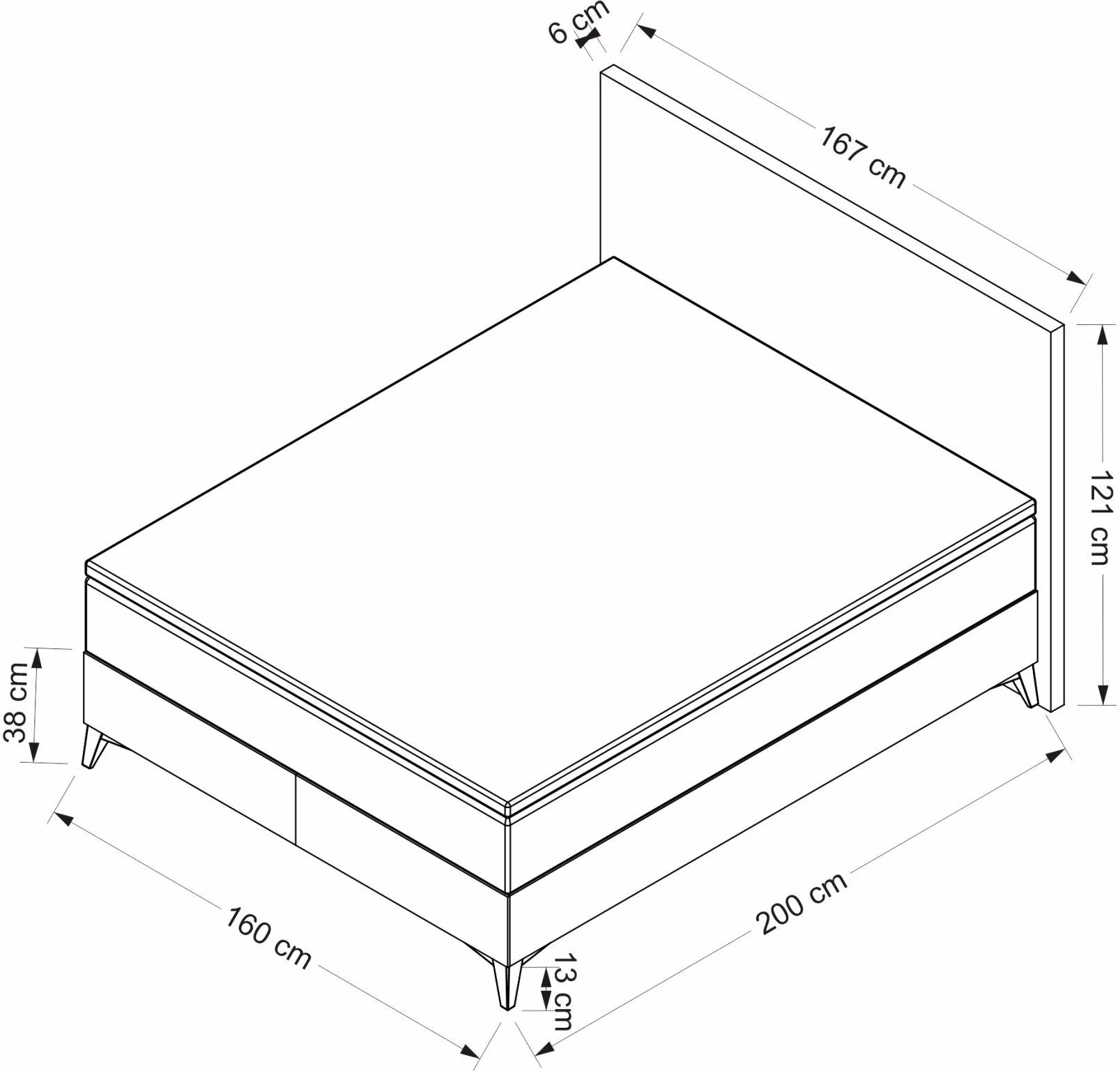 Baze dhe mbështetëse krevati dopio, ngjyrë gri, Skye Decor Abella, 160x200