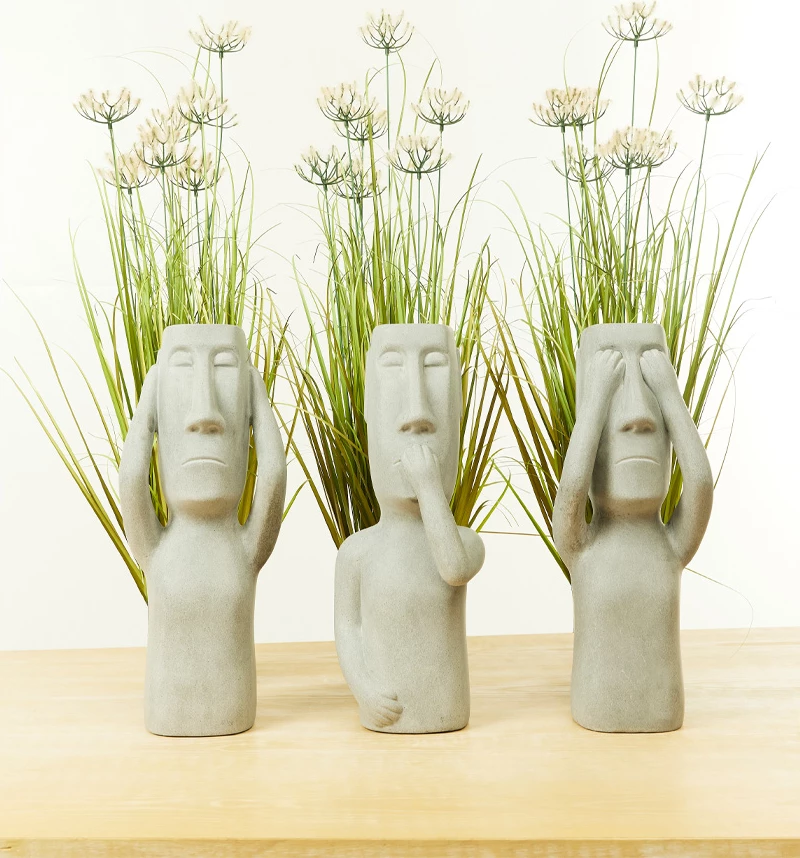 Figurë dekorative Peru Man, gur sintetik, gri, 21x20x51cm