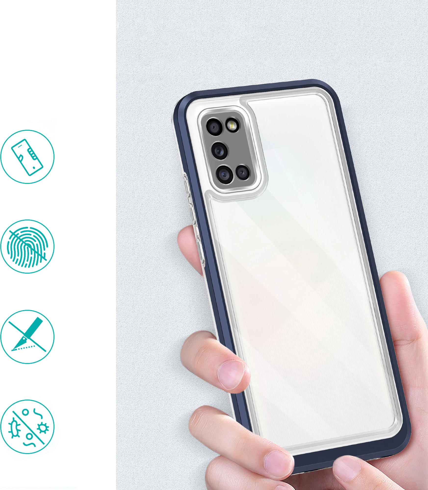 Mbështjellës Hurtel Hybrid Armor Clear 3in1 për Samsung Galaxy A03s, Kaltër/Transparent