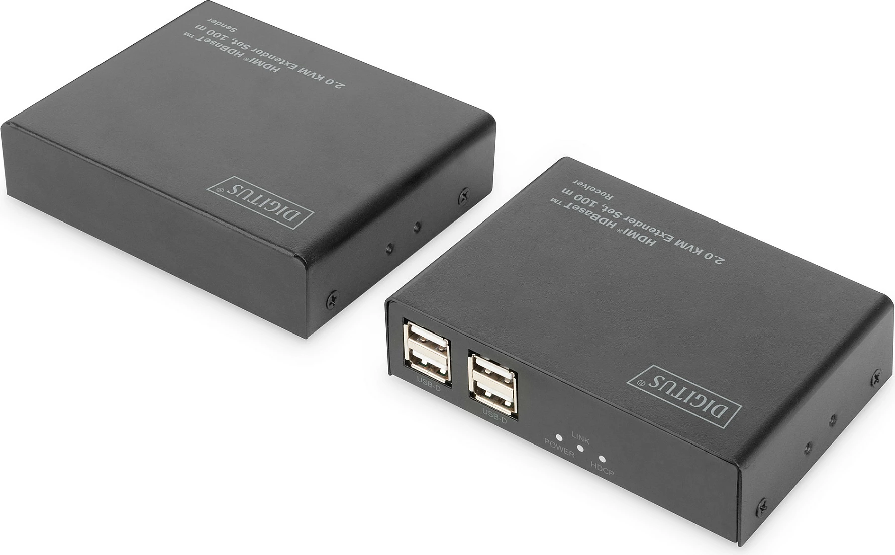 Ekstender KVM Digitus 4K HDMI HDBaseT 2.0, 100 m, transmetues + marrës, i zi