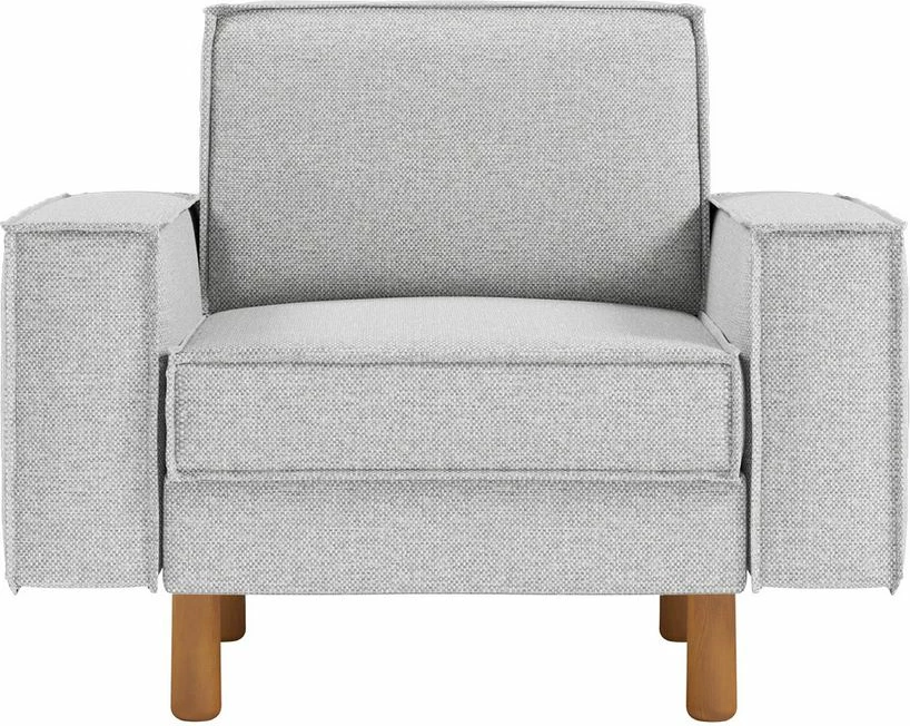 Karrige një vendëshe Atelier del Sofa, ngjyrë Pebble, këmbë druri Walnut