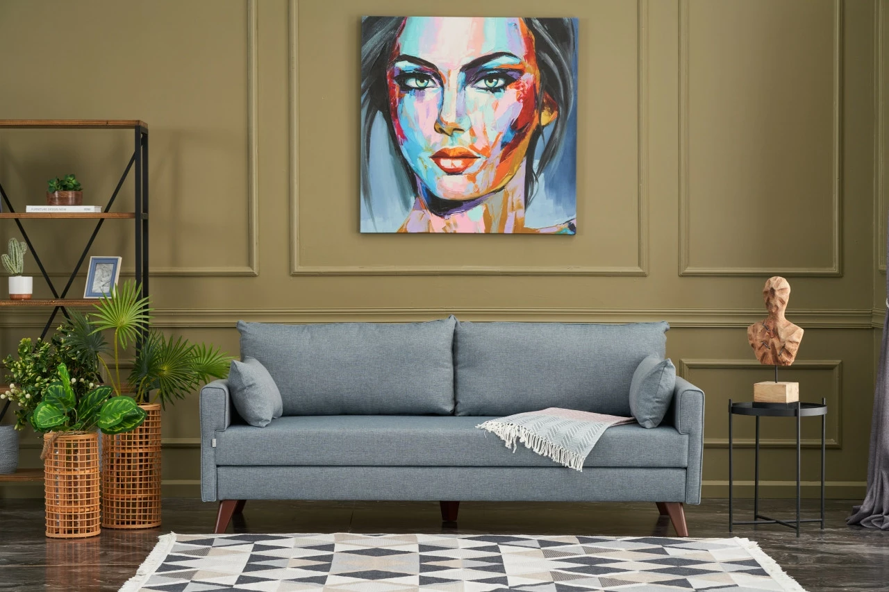 Kauç i trefishtë, ngjyrë kaltër, Bella Soft, Atelier del Sofa
