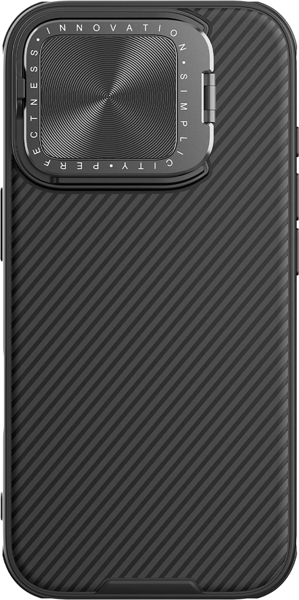 Mbështjellës Nillkin CamShield Prop Case për iPhone 16 Pro, me mbulesë kamere dhe mbajtëse, i zi