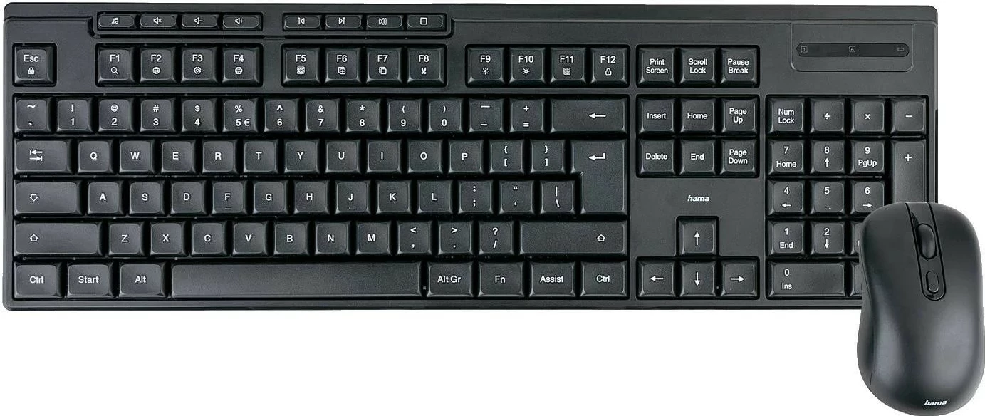 Set tastierë dhe maus Hama CK-200/WK-200/WKM-200, wireless, i zi