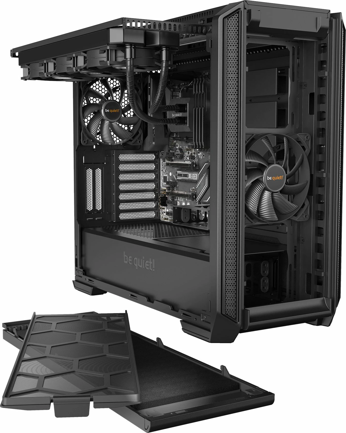 Kasë be quiet! Silent Base 601 BGW26 Midi Tower ATX/e-ATX me xham të temperuar, e izolume për zhurmë, 2x 140mm fan, pa PSU, e zezë