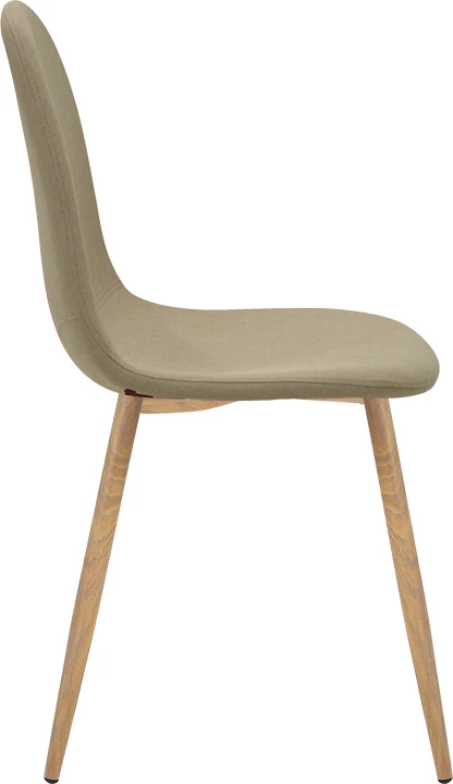 Karrige ngrënieje Bella, set prej 4 copë, stof bezhë, këmbë metalike ngjyrë natyrale, 43.5x52x89cm