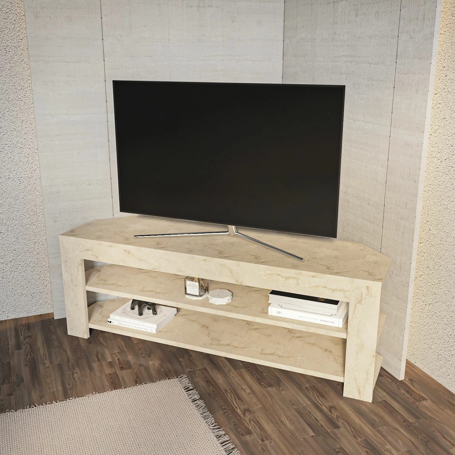 Komodë TV Skye Decor, ngjyrë travertin, Rita