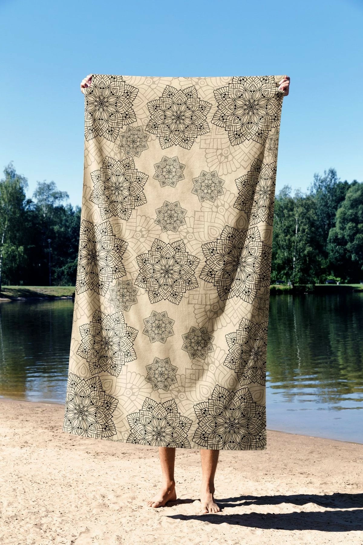 Peshqir plazhi Mijolnir, Mandala, shumëngjyrësh, 70x130cm