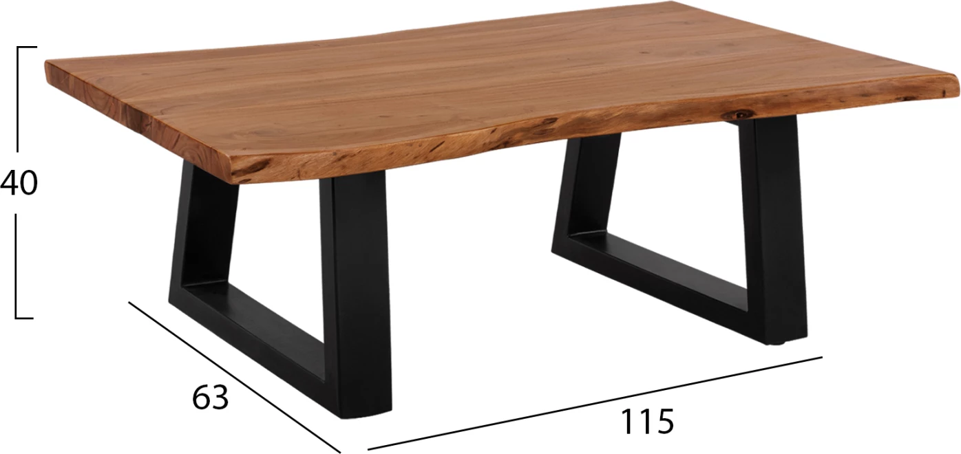 Tavolinë kafeje ΜΟΝΤΑΝΑ, dru akacie masiv, natyrale, 115x63x40cm