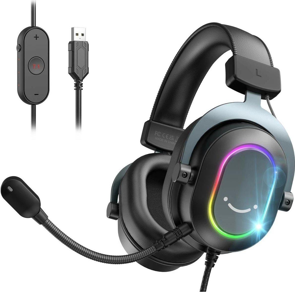 Kufje FIFINE H6 AmpliGame, 7.1 Surround, RGB, me mikrofon, USB/3.5mm, të zeza