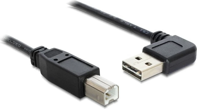 Kabllo USB 2.0 DeLOCK 85167, 0.5m, USB A mashkull (kënde), USB B mashkull, e zezë