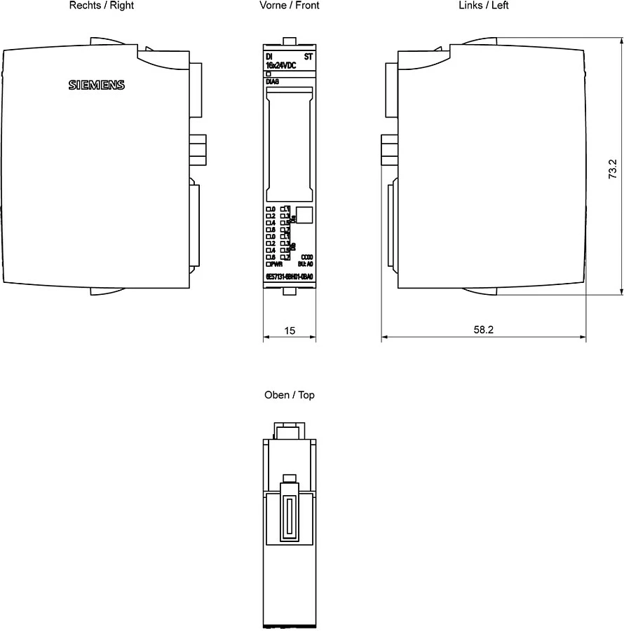Modul hyrje digjitale Siemens SIMATIC ET 200SP 6ES7131-6BH01-0BA0, DI 16x24 VDC, multikolor