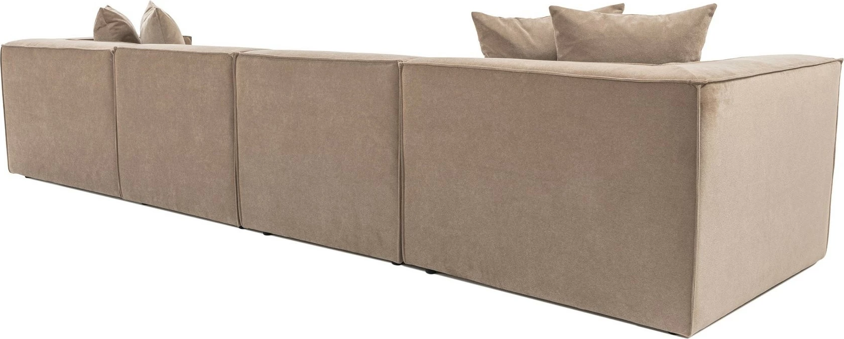 Kënd-sofë Sora me pouffe, ngjyrë kapuçino, Atelier del Sofa