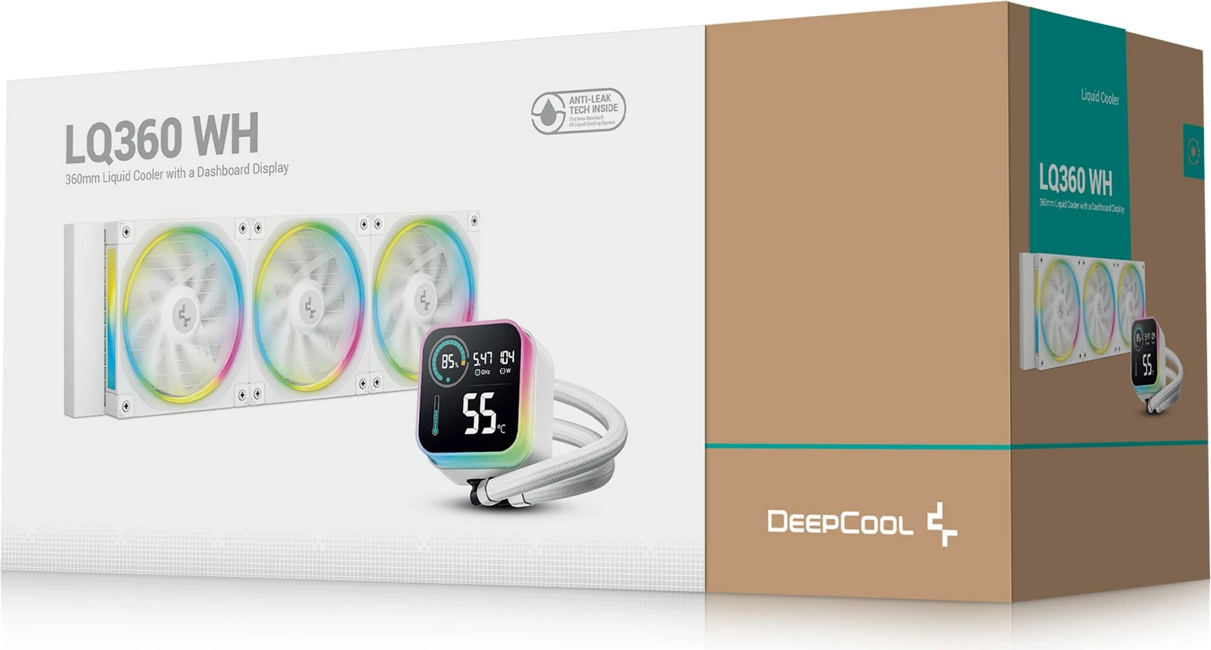 Kasë ftohëse me ujë DeepCool LQ360 WH, 3x12 cm, RGB, e bardhë