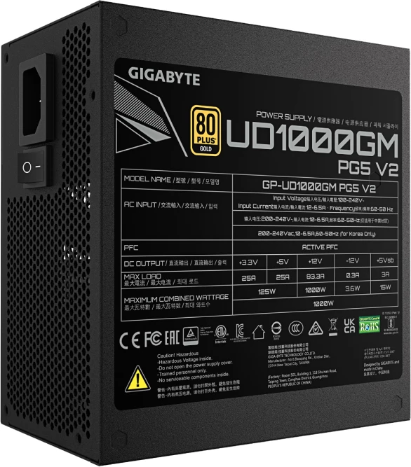 Furnizues rryme (PSU) GIGABYTE GP-UD1000GM PG5 V2 1000W 80 Plus Gold modular PCIe 5.0, i zi