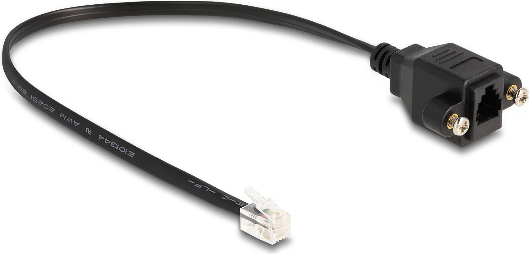 Kabllo DeLOCK RJ12 mashkull në RJ12 femër (për montim), 30 cm, e zezë