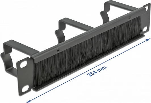 Panel me furçë për menaxhim kabllosh DeLOCK 10" 1U, me 3 grepa, i zi