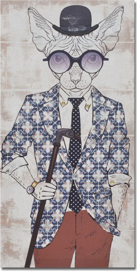 Pikturë dekorative Mr.Cat, shumëngjyrëshe, kanavacë, dru, 30x60x2cm